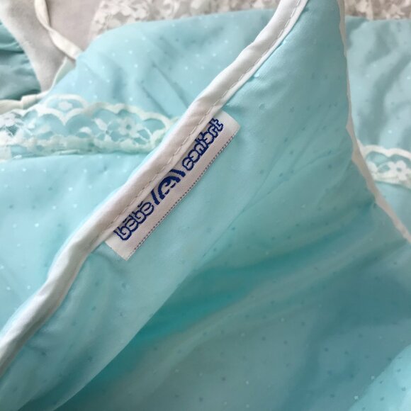 Vintage Pastel Blue & White Lace Baby Crib Bedding Set, Bumper Pad Ruffle Skirt - Picture 8 of 13